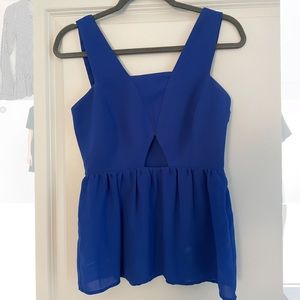 Zara Royal Blue Peplum Cutout top